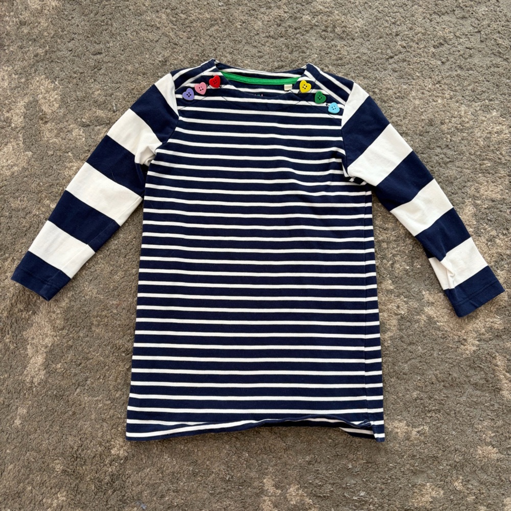 Mini Boden Navy and White Striped Long Sleeve Tee